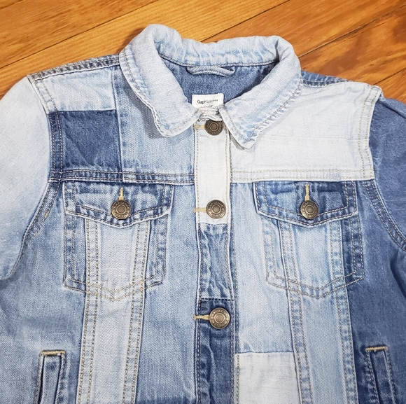 Gap Denim on Denim Patchwork Denim Jacket Button Up Little Kids L - Picture 7 of 11